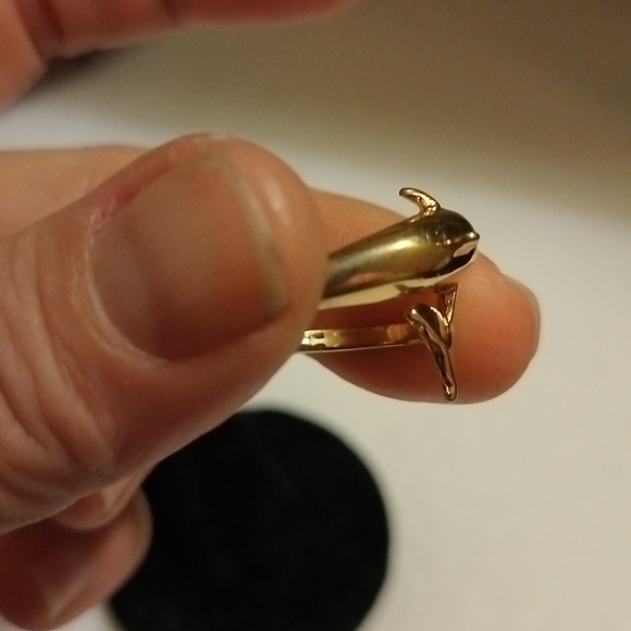 Vintage Gold tone COP castings on Parade 88 Dolphin wrap ring - Picture 6 of 8